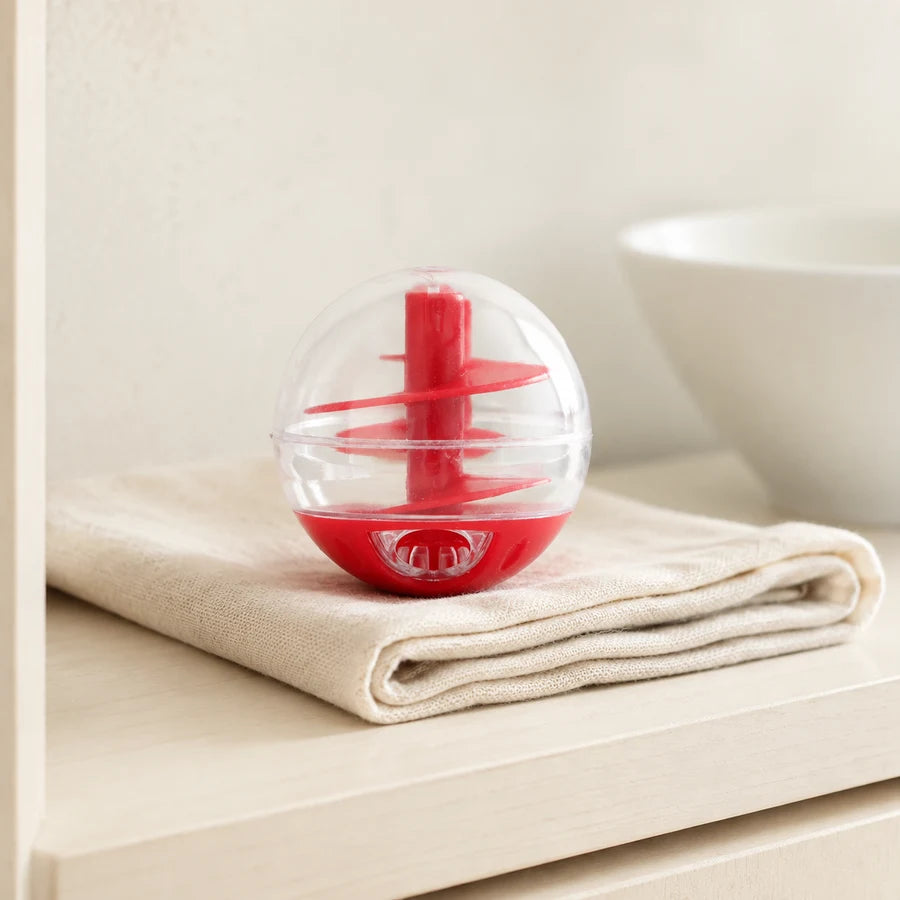Red PETEE Roll & Reward Cat Treat Ball in a PETEE storage context